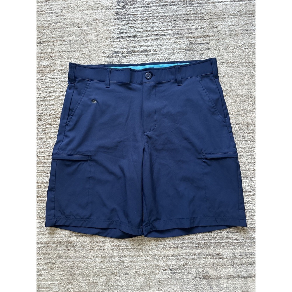 Birdie Bound Shorts Men Blue Sz 36 Performance Golf Polyester Spandex Zip Cargo